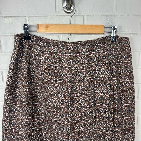 Vintage Hunt Club Brown Patterned Wrap Skirt Size 16 - Picture 3 of 7